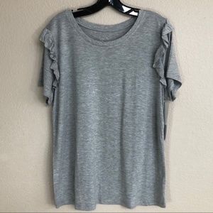 NEW!! 14th & Union Grey Tee with Ruffled Sleeves